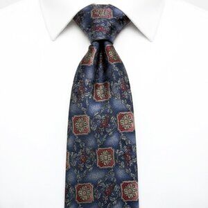 Requirements Silk Tie Geometric Blue Paisley